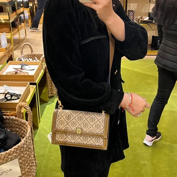NWT TORY BURCH T MONOGRAM JACQUARD MINI BAG Two stripes $448